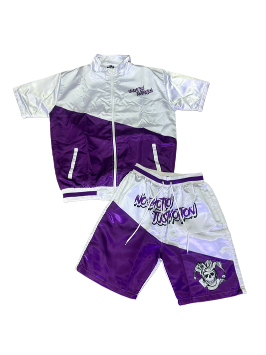 PURPLE AND WHITE WIND BREAKER SET