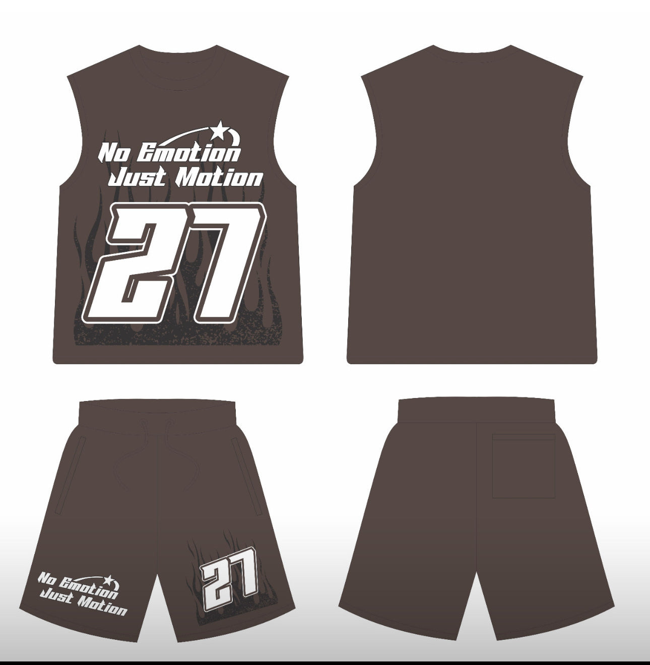 Brown sleeveless shorts set