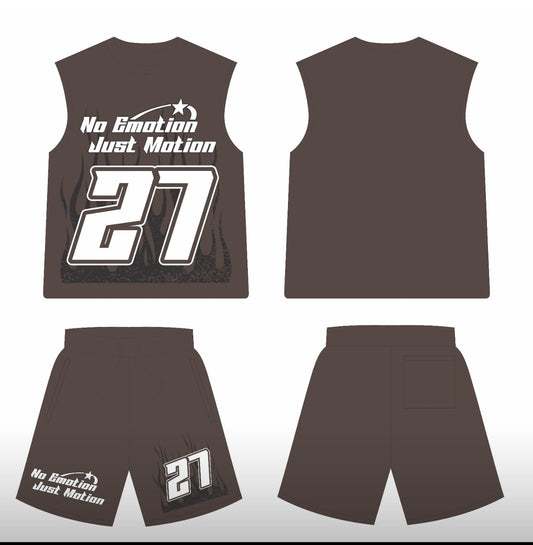Brown sleeveless shorts set