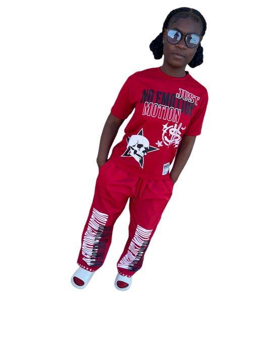 KIDS RED PANTS SETS