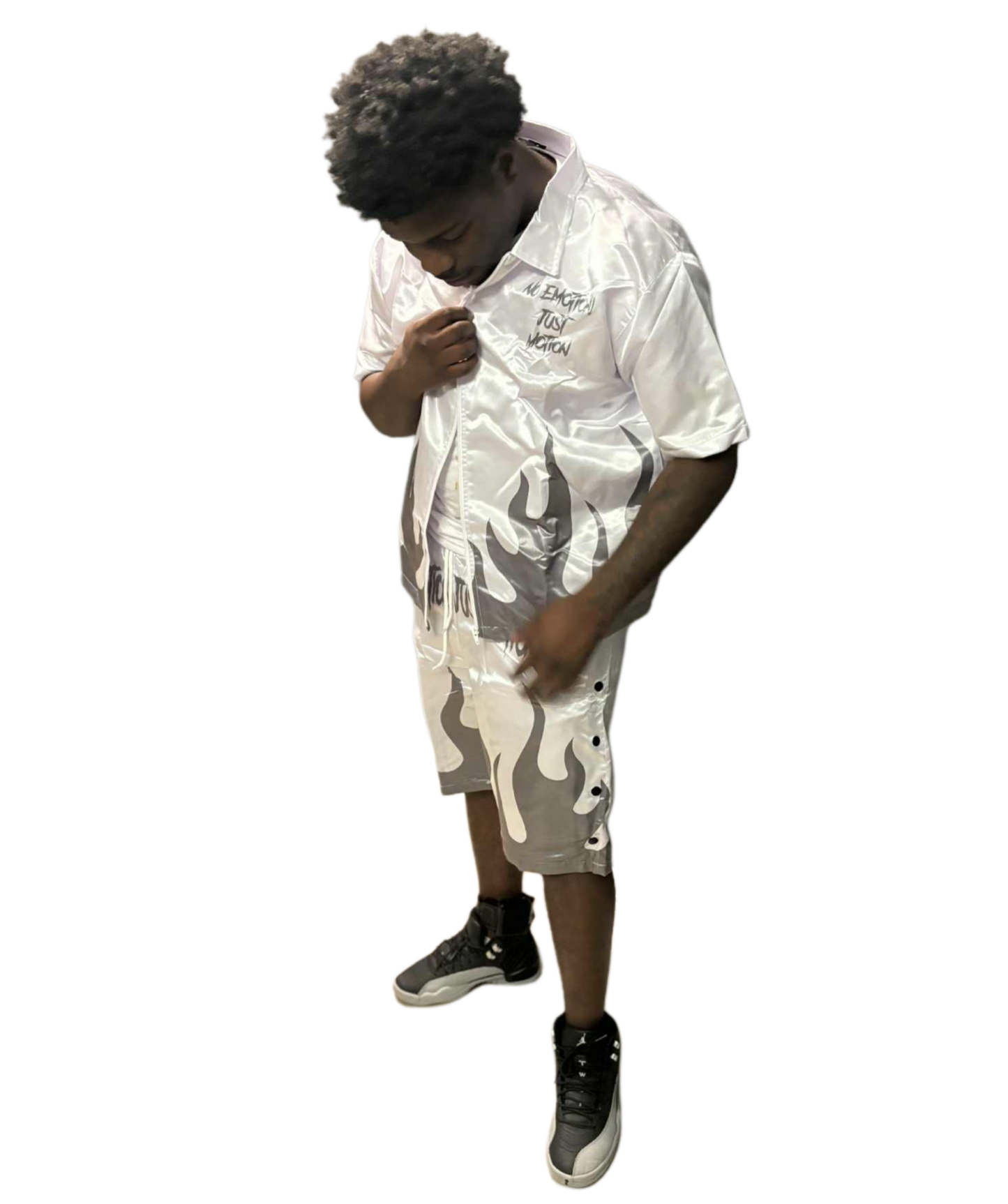 WHITE ZIP UP FLAME SET