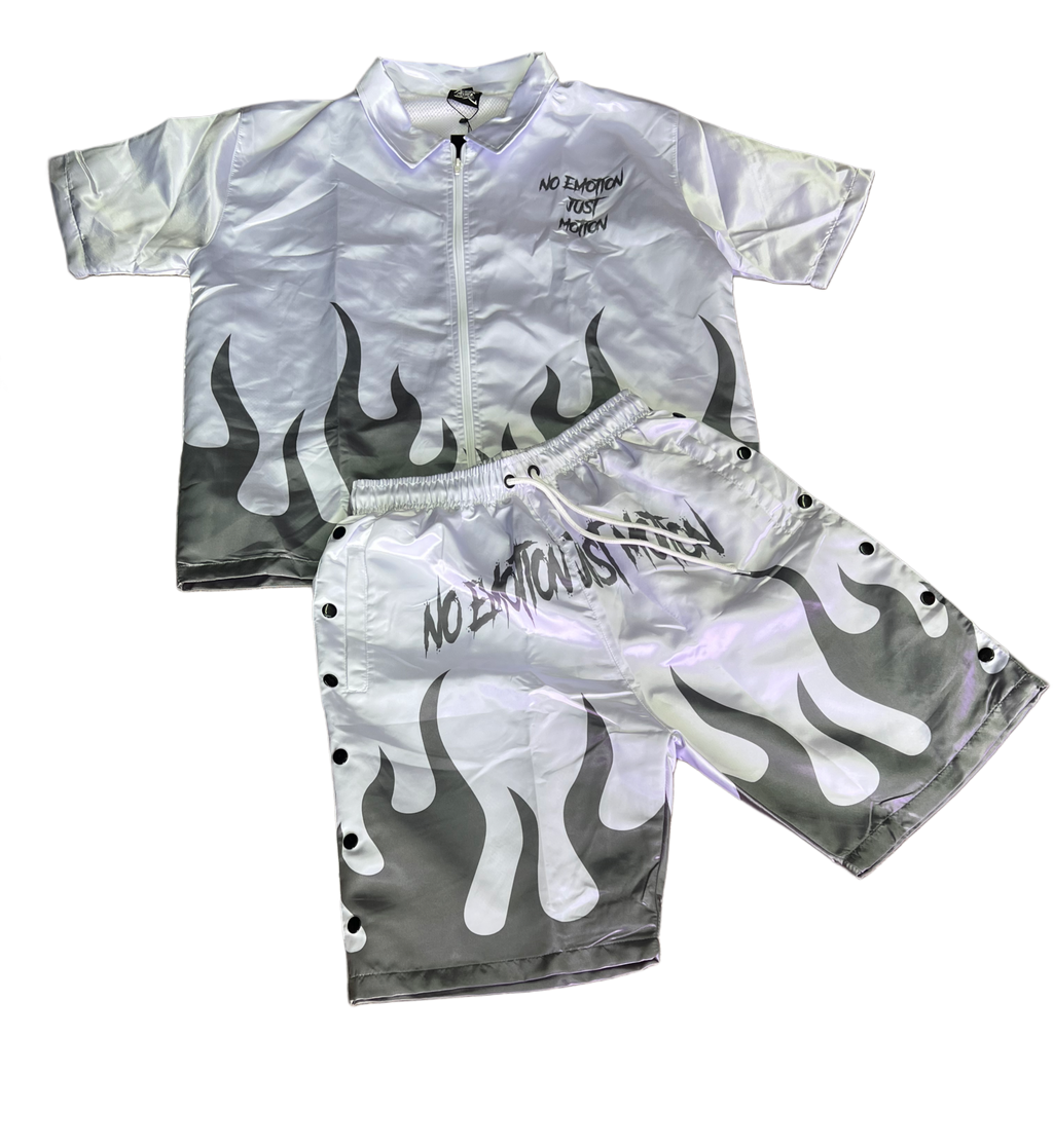 WHITE ZIP UP FLAME SET