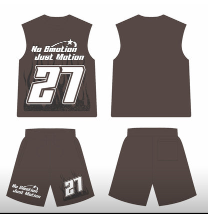 Brown sleeveless shorts set