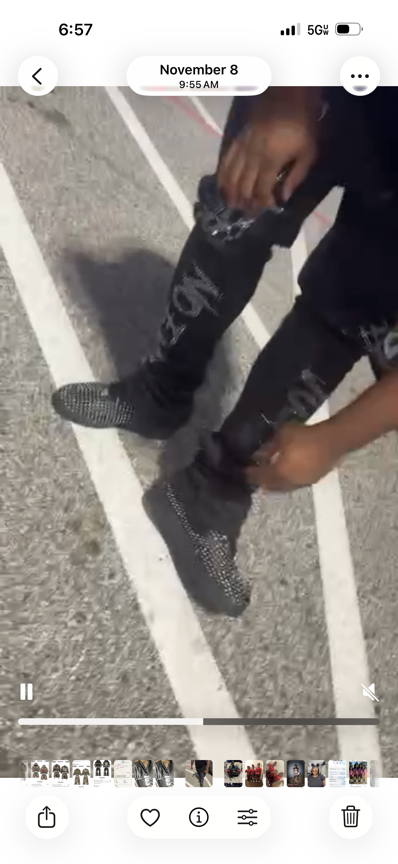 Rhinestone stack black pants